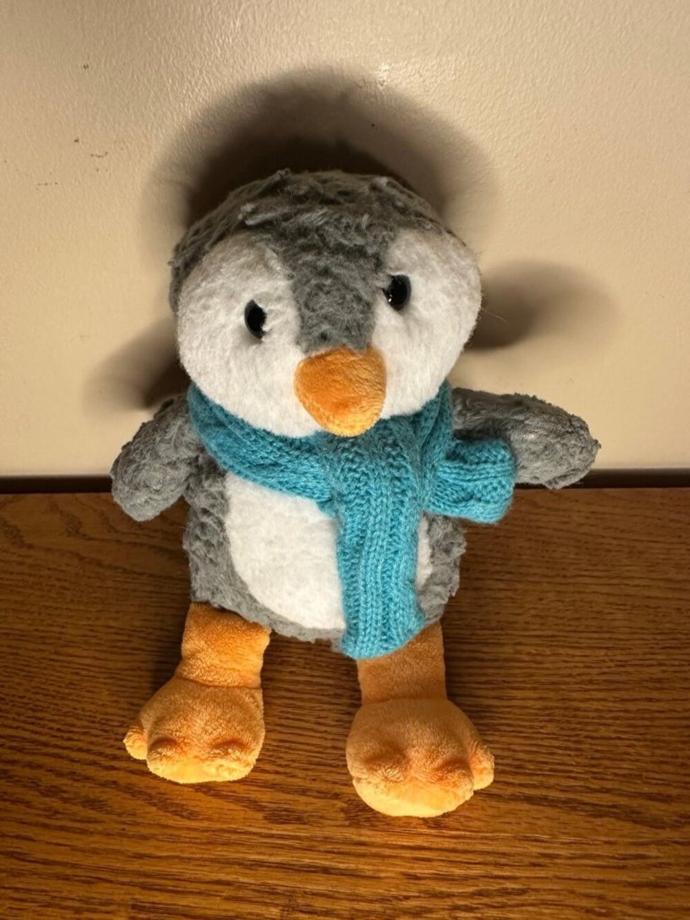 Snowman Penguin Plush Blue Scarf Gray 2024 Stuffed Animal 10” Christmas winter
